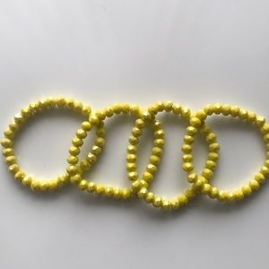 Hand made set of 4 Bracelets, Yellow, Extensible